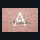 Pink Rose Gold Glitter & Sparkle Monogram Tea Towel<br><div class="desc">Pink Rose Gold Faux Glitter and Sparkle Elegant Towels. These Towels can be customised to include your initial and first name.</div>
