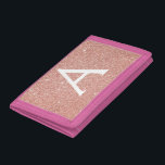 Pink Rose Gold Glitter & Sparkle Monogram Trifold Wallet<br><div class="desc">Pink Rose Gold Faux Glitter and Sparkle Elegant Nylon Wallet. This Nylon Wallet can be customised to include your initial and first name.</div>