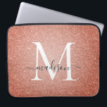 Pink Rose Gold Glitter Sparkle Script Monogram Laptop Sleeve<br><div class="desc">Pink Rose Gold Glitter Sparkle Script Monogram Computer Laptop Sleeve</div>