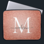 Pink Rose Gold Glitter Sparkle Script Monogram Laptop Sleeve<br><div class="desc">Pink Rose Gold Glitter Sparkle Script Monogram Computer Laptop Sleeve</div>