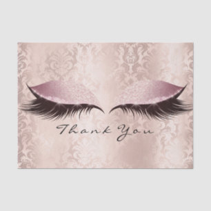 Pink Rose Gold Glitter Thank Bridal Eye Lashes Tissue Paper