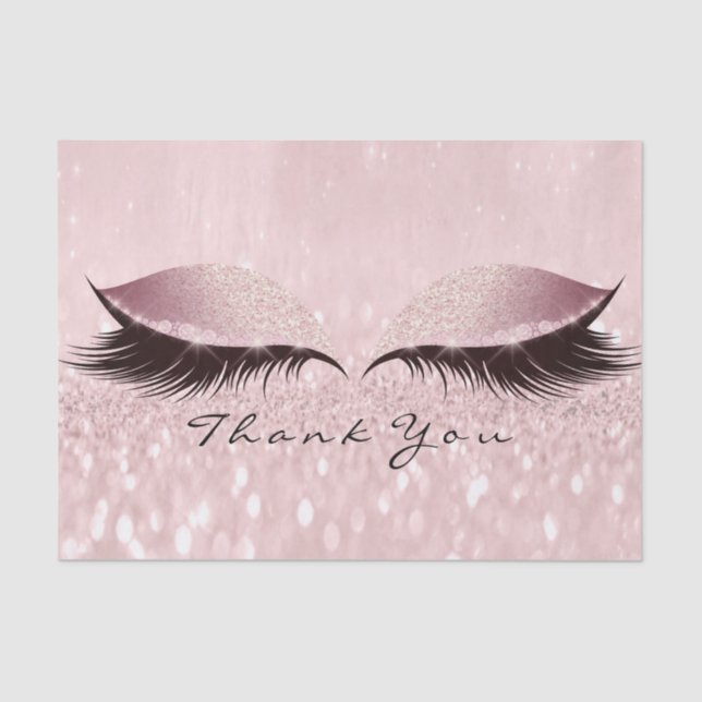 Pink Rose Gold Glitter Thank SPA Eyes Lashes Tissue Paper (Front)
