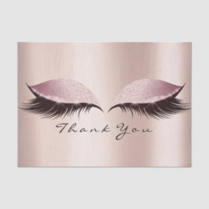 Pink Rose Gold Glitter Thank You Eyes Lashes Tissue Paper