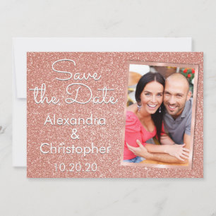 Pink Rose Gold Glitter Wedding Save the Date