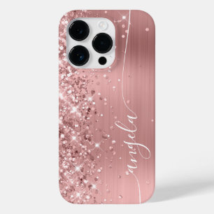 Pink Rose Gold Glittery Glam Signature Case-Mate iPhone 14 Pro Case