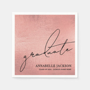 Pink Rose Gold Graduation Napkin