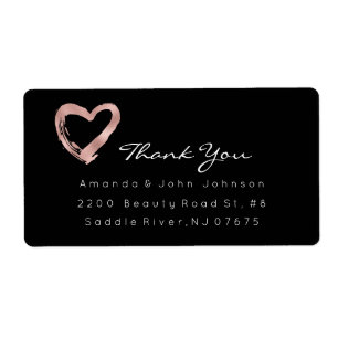 Pink Rose Gold Heart Brush Stroke Thank You