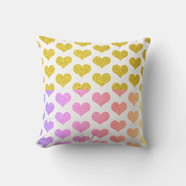 Pink Rose Gold Hearts Patterns Ombre 2022 Cute Cushion (Front)