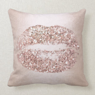 Pink Rose Gold Lips Glitter Blush Makeup Kiss Cushion