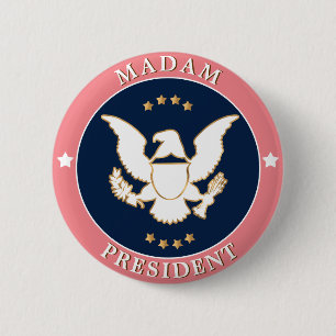 Pink Rose Gold Madam President Kamala 6 Cm Round Badge