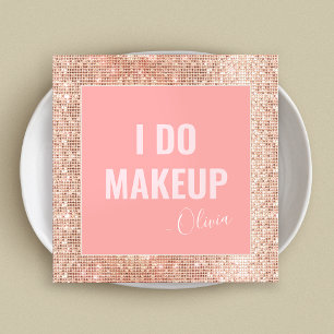 Pink Rose Gold Makeup Artist Square Business Card