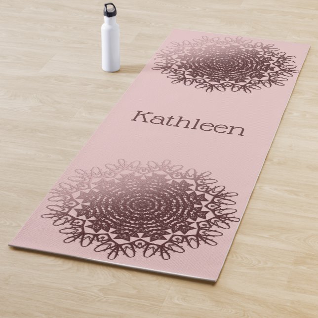 Pink Rose Gold Mandala Personalised  Yoga Mat (In Situ)