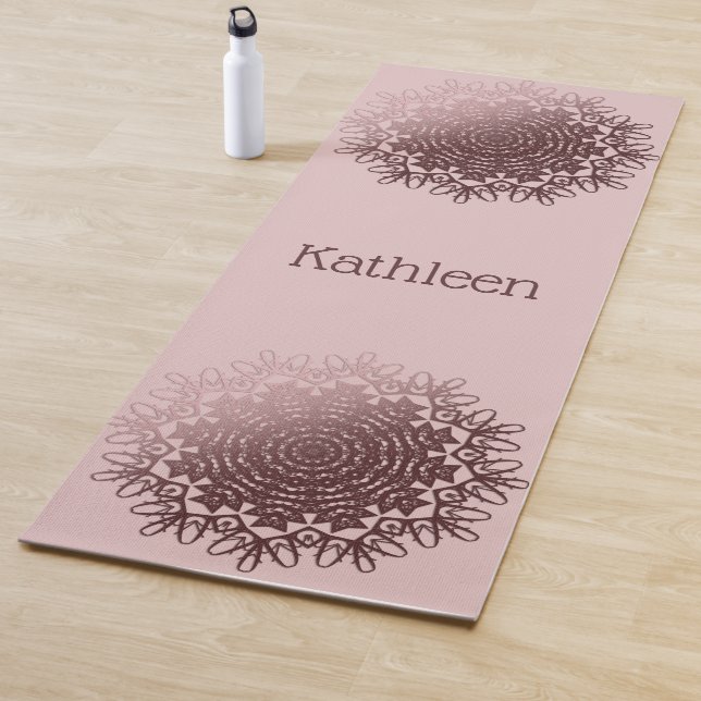 Pink Rose Gold Mandala Personalised  Yoga Mat (In Situ)