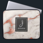 Pink Rose Gold Marble Elegant Monogram Laptop Sleeve<br><div class="desc">Pink Rose Gold Faux Marble Elegant Monogram Case. This case can be customised to include your initial and full name.</div>