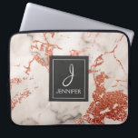 Pink Rose Gold Marble Elegant Monogram Laptop Sleeve<br><div class="desc">Pink Rose Gold Faux Marble Elegant Monogram Case. This case can be customised to include your initial and full name.</div>