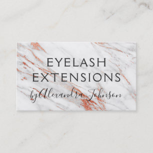 Pink & Rose Gold Marble Eyelash Extensions Business Card