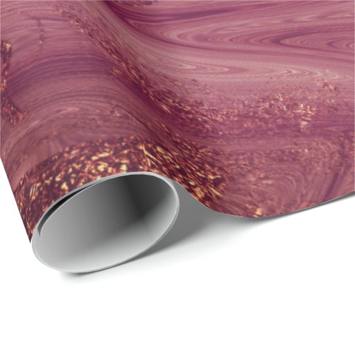 Image of Pink Rose Gold Marble Molten Burgundy Blush Wrapping Paper