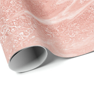 Pink Rose Gold Marble Molten Pastel Peach Wrapping Paper
