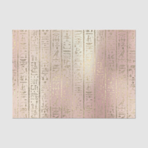 Pink Rose Gold Metallic Blush Egyptian Hieroglyphs Tissue Paper