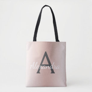 Pink Rose Gold Metallic Elegant Monogram Book Bag