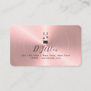 Pink Rose Gold Metallic Faux DJ Business Card