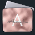 Pink Rose Gold Metallic Foil Sparkle Monogram Laptop Sleeve<br><div class="desc">Pink Rose Gold Faux Metallic Foil and Sparkle Elegant Monogram Case. This case can be customised to include your initial and first name.</div>