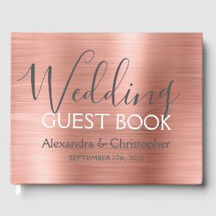Pink Rose Gold Metallic Wedding Guest Book