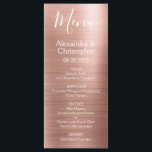 Pink Rose Gold Modern and Elegant Wedding Menu<br><div class="desc">Blush Pink Rose Gold Modern Faux Metallic Stainless Steel Foil Wedding Menu. This girly modern Dusty Pink and Black Script Wedding Menu can be customised to include the names of the Bride and Groom, the wedding date and the wedding dinner menu options. This Menu is part of a matching wedding...</div>