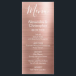 Pink Rose Gold Modern and Elegant Wedding Menu<br><div class="desc">Blush Pink Rose Gold Modern Faux Metallic Stainless Steel Foil Wedding Menu. This girly modern Dusty Pink and Black Script Wedding Menu can be customised to include the names of the Bride and Groom, the wedding date and the wedding dinner menu options. This Menu is part of a matching wedding...</div>