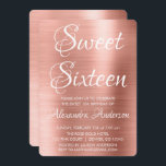 Pink Rose Gold Modern Sweet Sixteen Birthday Party Invitation<br><div class="desc">Blush Pink - Rose Gold Elegant and Modern Sweet Sixteen Metallic Brushed Metal Party Invitation. This invitation is perfect for a Dusty Pink Rose Gold  Sweet 16 Birthday Party looking to celebrate in Pink Rose Gold.  Matching items can be requested by contacting the designer.</div>