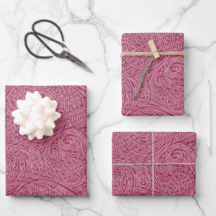 Pink Rose Gold Openwork Spiral Pattern Wrapping Paper Sheet