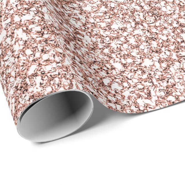 Pink Rose Gold Peach Blush Glitter Girly Makeup Wrapping Paper (Roll Corner)