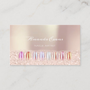 Pink Rose Gold Pink Nails Artist Appointment Card