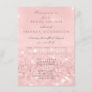 Pink Rose Gold Powder Glitter Bridal Shower Invitation