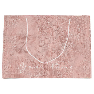 Pink Rose Gold Powder Glitter Favour Gift Bridal Large Gift Bag