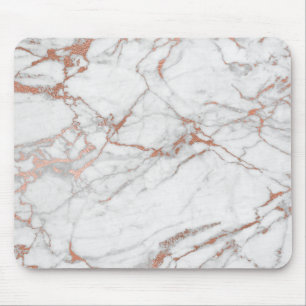 Pink Rose Gold Powder Gold White Gray Marble Mouse Mat