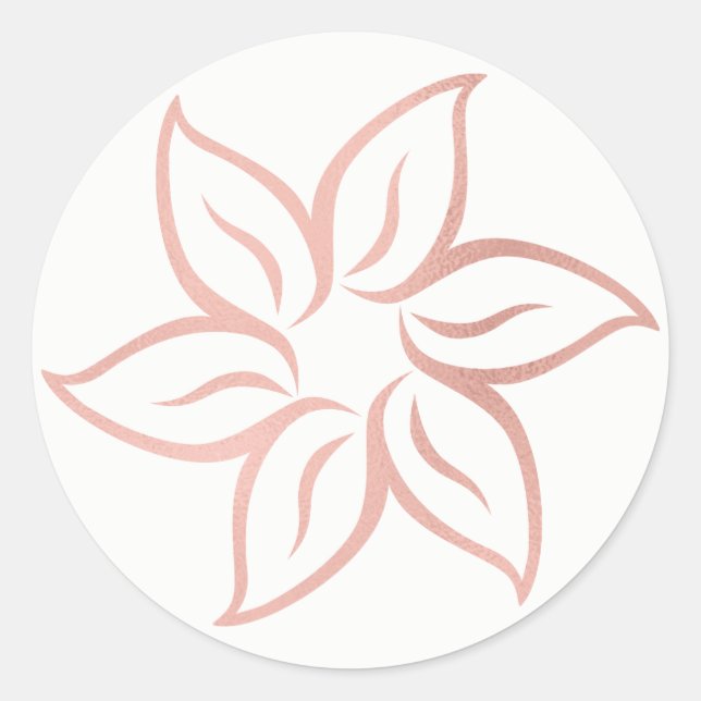 Pink Rose Gold Powder Metallic Mandala Flower Classic Round Sticker (Front)