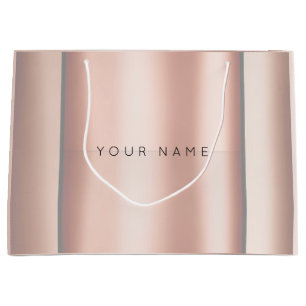 Pink Rose Gold Powder Metallic Minimal Gift Blush Large Gift Bag