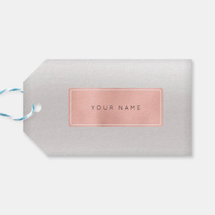 Pink Rose Gold Powder Metallic Minimal Silver Gray Gift Tags