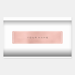 Pink Rose Gold Powder Metallic Rectangular Logo Rectangular Sticker