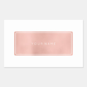 Pink Rose Gold Powder Metallic Rectangular Logo Rectangular Sticker