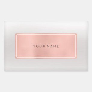 Pink Rose Gold Powder Metallic Rectangular Silver Rectangular Sticker
