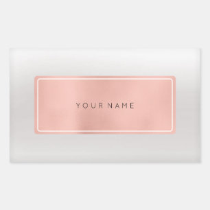 Pink Rose Gold Powder Metallic Rectangular Silver Sticker