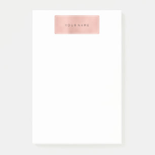 Pink Rose Gold Powder Rectangle Luxury White Post-it Notes