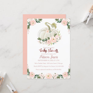 Pink Rose Gold Pumpkin Girl Baby Shower Invitation