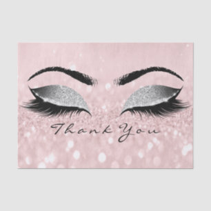 Pink Rose Gold Silver Glitter Thank You Eyes Tissue Paper
