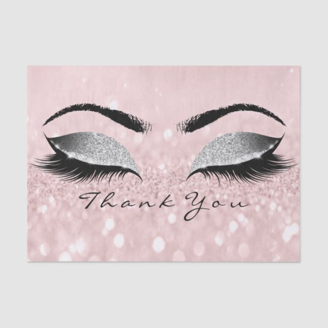Pink Rose Gold Silver Glitter Thank You Eyes Tissue Paper (Front)