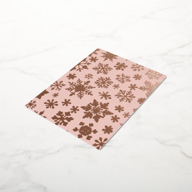 Pink Rose Gold Snowflake Christmas Foil Postcard (Rotated)