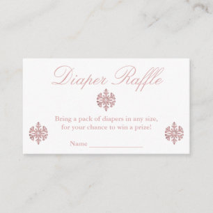 Pink Rose Gold Snowflake Diaper Raffle Enclosure Card