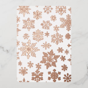 Pink Rose Gold Snowflake Photo Foil Holiday Card